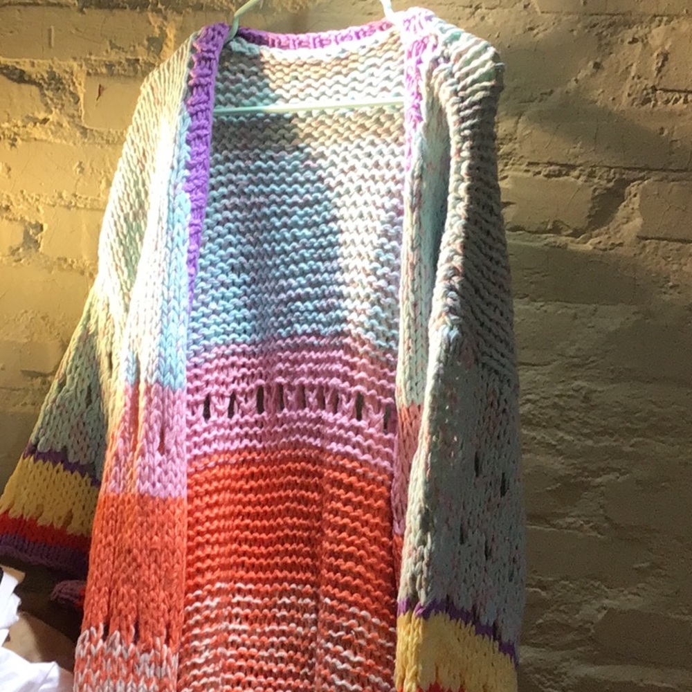 NEW! Boho Colorful Knit Open-Front Cardigan - Picture 2 of 7